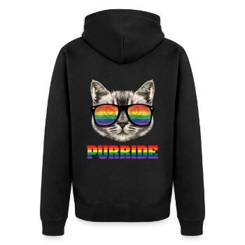 Purride Katze Regenbogen Homosexuel Gay - Unisex Premium Bio Zip Hoodie - Schwarz - Hinten - Nico (187cm)
