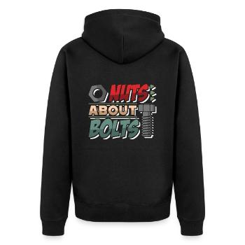 Mechanical Engineering Nuts About Bolts Mechanical - Unisex Premium Bio Zip Hoodie - Schwarz - Hinten - Nico (187cm)