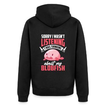 A été distrait par le poisson blob drôle de poisson blob - Veste à capuche bio Premium Unisexe - noir - Dos - Nico (187cm)