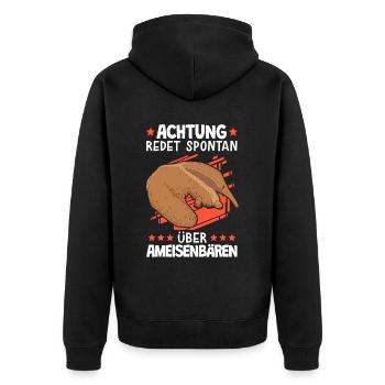 Redet spontan über Ameisenbär Ameisenfresser - Unisex Premium Bio Zip Hoodie - Schwarz - Hinten - Nico (187cm)
