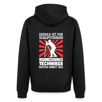 Vermessungstechniker rasten direkt aus Vermesser - Unisex Premium Bio Zip Hoodie - Schwarz - Hinten - Nico (187cm)