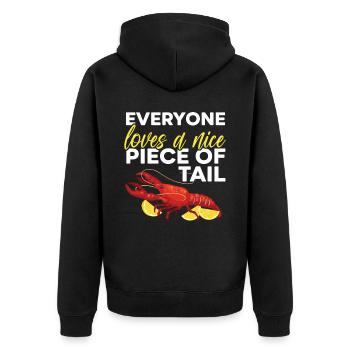 Jeder liebt ein schönes Stück Schwanzhummer - Unisex Premium Bio Zip Hoodie - Schwarz - Hinten - Nico (187cm)