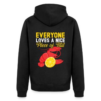 Jeder liebt ein schönes Stück Schwanzhummer - Unisex Premium Bio Zip Hoodie - Schwarz - Hinten - Nico (187cm)