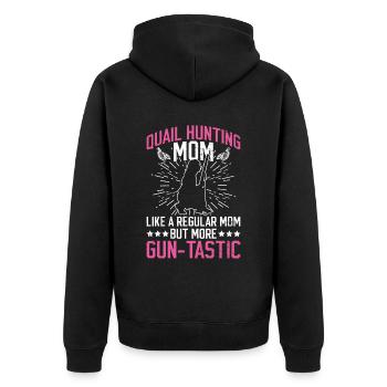 Wachteljagd Mutter Wachtel Jäger Mama - Unisex Premium Bio Zip Hoodie - Schwarz - Hinten - Nico (187cm)