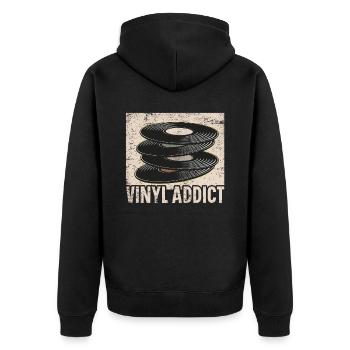 Vinyl Player Vinyl Plattenspieler Musik Liebhaber - Unisex Premium Bio Zip Hoodie - Schwarz - Hinten - Nico (187cm)
