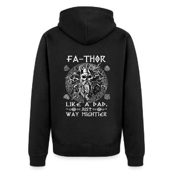 Vathor pour hommes - Fête des pères Cadeau de la fête des pères Viking - Veste à capuche bio Premium Unisexe - noir - Dos - Nico (187cm)
