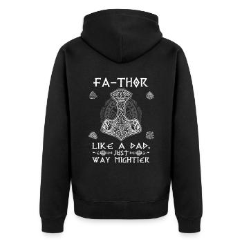 Vathor pour hommes - Fête des pères Cadeau de la fête des pères Viking - Veste à capuche bio Premium Unisexe - noir - Dos - Nico (187cm)