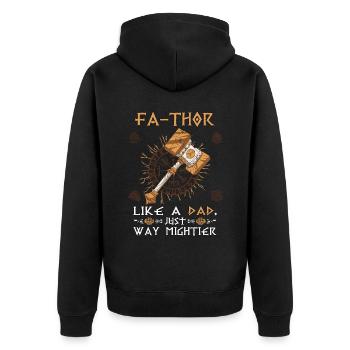 Vathor pour hommes - Fête des pères Cadeau de la fête des pères Viking - Veste à capuche bio Premium Unisexe - noir - Dos - Nico (187cm)
