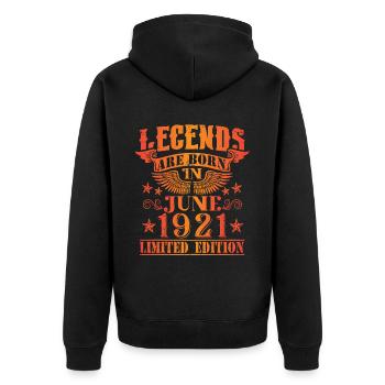 Geburtstag Juni 1921 Limited Edition Vintage - Unisex Premium Bio Zip Hoodie - Schwarz - Hinten - Nico (187cm)