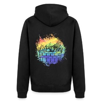 Vegan fruit basket - Unisex Premium Organic Zip Hoodie - black - Back - Nico (187cm)