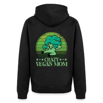 Crazy Vegan Mom - Unisex Premium Organic Zip Hoodie - black - Back - Nico (187cm)