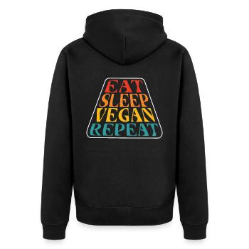 Eat Sleep Vegan Repeat - Unisex Premium Organic Zip Hoodie - black - Back - Nico (187cm)