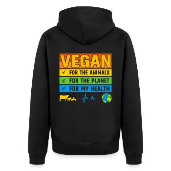 Vegan pour les animaux pour la planète pour la santé - Veste à capuche bio Premium Unisexe - noir - Dos - Nico (187cm)