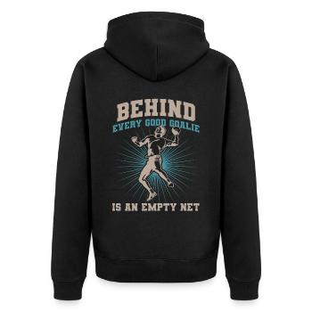 Handball Tormann Handballer Goalie Spieler Coach - Unisex Premium Bio Zip Hoodie - Schwarz - Hinten - Nico (187cm)
