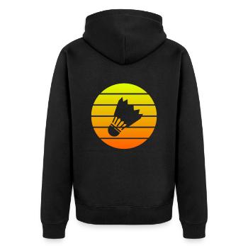 Badminton - Unisex Premium Organic Zip Hoodie - black - Back - Nico (187cm)