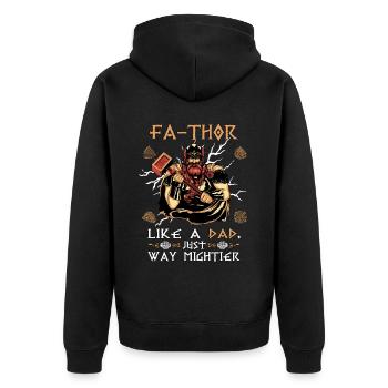 Vathor pour hommes - Fête des pères Cadeau de la fête des pères Viking - Veste à capuche bio Premium Unisexe - noir - Dos - Nico (187cm)