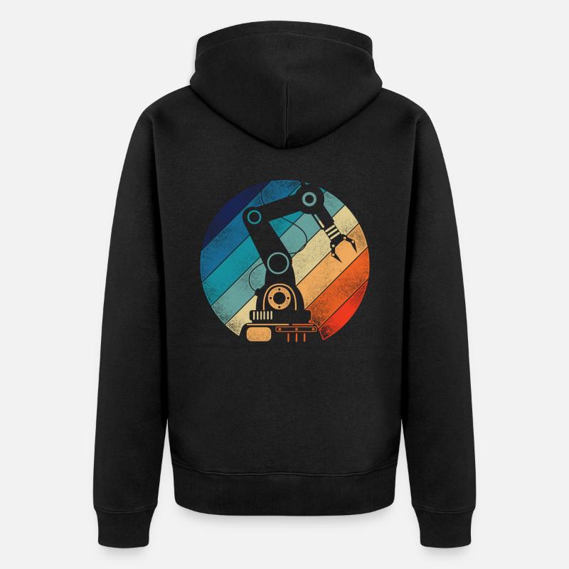 Robot Robotics Engineer Retro - Unisex Premium Bio Zip Hoodie - Schwarz