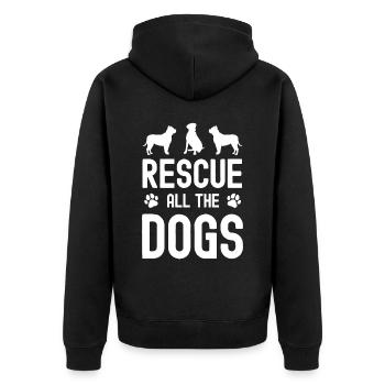 Rette alle Hunde - Unisex Premium Bio Zip Hoodie - Schwarz - Hinten - Nico (187cm)