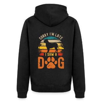 Entschuldigung, ich bin zu spät, ich habe einen Hu - Unisex Premium Bio Zip Hoodie - Schwarz - Hinten - Nico (187cm)