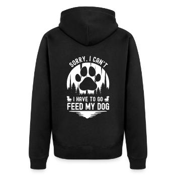 Tut mir leid, ich kann nicht, ich muss meinen Hund - Unisex Premium Bio Zip Hoodie - Schwarz - Hinten - Nico (187cm)