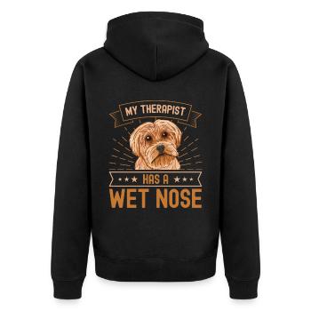 Mon thérapeute a le nez mouillé - Veste à capuche bio Premium Unisexe - noir - Dos - Nico (187cm)
