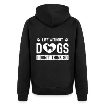A life without dogs - I don't believe that - Unisex Premium Organic Zip Hoodie - black - Back - Nico (187cm)