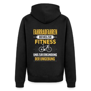 Cooles Mountainbiker Biker Fahrrad Motiv - Unisex Premium Bio Zip Hoodie - Schwarz - Hinten - Nico (187cm)