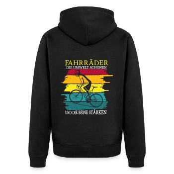 Cooles Mountainbiker Biker Fahrrad Motiv - Unisex Premium Bio Zip Hoodie - Schwarz - Hinten - Nico (187cm)