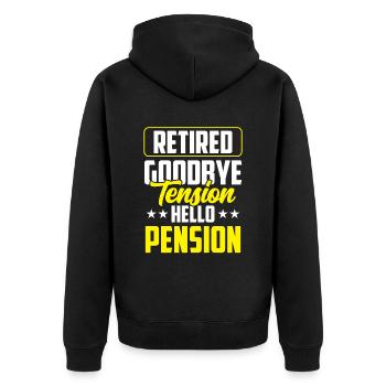In retirement Goodbye Tension Hello Pension Police - Unisex Premium Organic Zip Hoodie - black - Back - Nico (187cm)