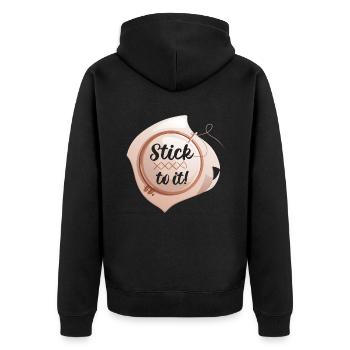 Lustiges Stick To It Kreuzstich Stickerin Sticken - Unisex Premium Bio Zip Hoodie - Schwarz - Hinten - Nico (187cm)