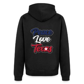Frieden Liebe Texas Texanisch Stolz Texaner - Unisex Premium Bio Zip Hoodie - Schwarz - Hinten - Nico (187cm)