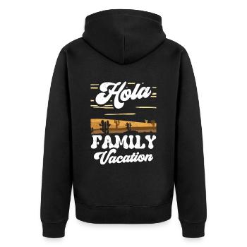 Hola Family Holiday Family Family Holidays - Unisex Premium Organic Zip Hoodie - black - Back - Nico (187cm)