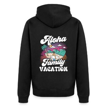 Aloha Family Holidays Family Holidays - Unisex Premium Organic Zip Hoodie - black - Back - Nico (187cm)