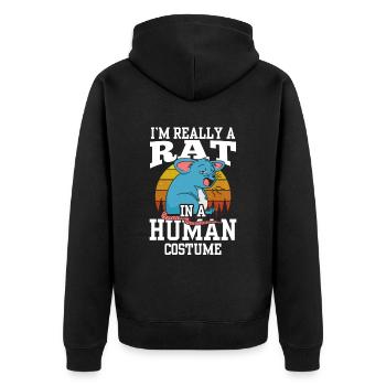 Ich Bin Eine Ratte In Einem Menschlichen Kostüm - Unisex Premium Bio Zip Hoodie - Schwarz - Hinten - Nico (187cm)