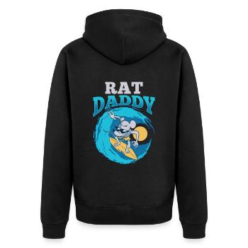 Rat Daddy Rat Papa Boy Type Rat Animal Cute - Unisex Premium Organic Zip Hoodie - black - Back - Nico (187cm)