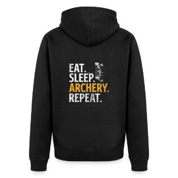 Bogenschiessen Bogenschütze Bogen Pfeil Geschenk - Unisex Premium Bio Zip Hoodie - Schwarz - Hinten - Nico (187cm)