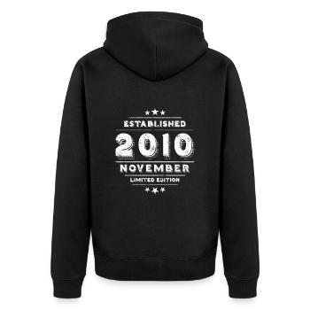 Birthday in November 2010 - November - Unisex Premium Organic Zip Hoodie - black - Back - Nico (187cm)