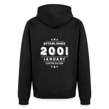 Anniversaire en janvier 2001 - janvier - Veste à capuche bio Premium Unisexe - noir - Dos - Nico (187cm)