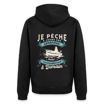Drôle Pêcheur Humour Pêche - Veste à capuche bio Premium Unisexe - noir - Dos - Nico (187cm)