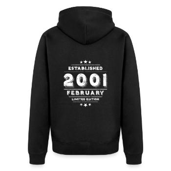 Anniversaire en février 2001 - février - Veste à capuche bio Premium Unisexe - noir - Dos - Nico (187cm)