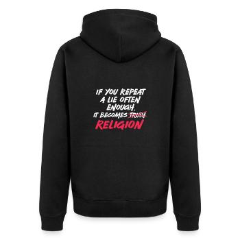 Atheist - Unisex Premium Organic Zip Hoodie - black - Back - Nico (187cm)