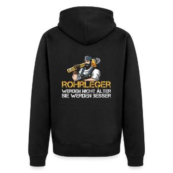 Rohrleitungsbauer Schlüssel - Unisex Premium Bio Zip Hoodie - Schwarz - Hinten - Nico (187cm)