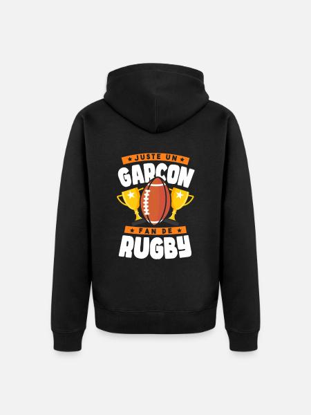 Just a rugby fan boy - Unisex Premium Organic Zip Hoodie - black