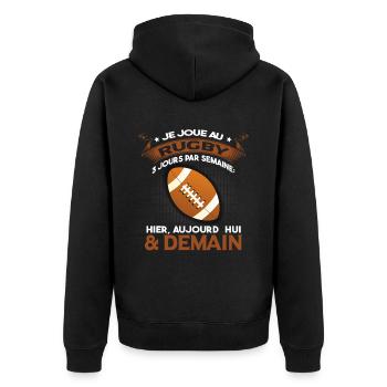 Rugby Humour Rugbyman Maillot - Veste à capuche bio Premium Unisexe - noir - Dos - Nico (187cm)