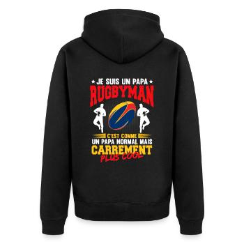 Je Suis Un Papa Rugbyman - Veste à capuche bio Premium Unisexe - noir - Dos - Nico (187cm)