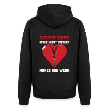 Bypass Herz Herztransplantation - Unisex Premium Bio Zip Hoodie - Schwarz - Hinten - Nico (187cm)