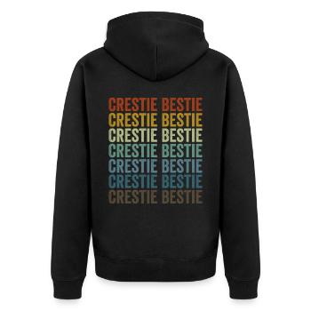 Crestie Bestie Crested Gecko Crestie - Unisex Premium Bio Zip Hoodie - Schwarz - Hinten - Nico (187cm)
