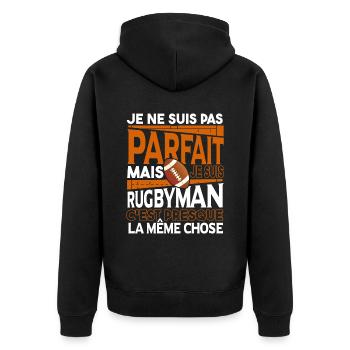 Je Suis Rugbyman - Veste à capuche bio Premium Unisexe - noir - Dos - Nico (187cm)