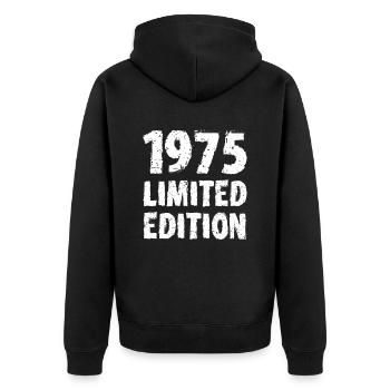 1975 édition limitée anniversaire cadeau femme mari - Veste à capuche bio Premium Unisexe - noir - Dos - Nico (187cm)