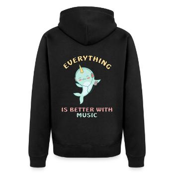 Narwal Zahnwal Delfin - Unisex Premium Bio Zip Hoodie - Schwarz - Hinten - Nico (187cm)